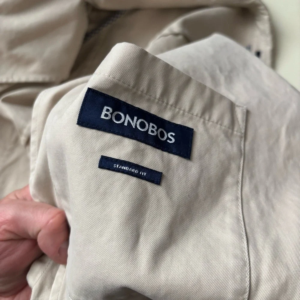 Bonobos Men’s Unstructured Cotton Blazer Jacket Size Small Khaki Standard Fit